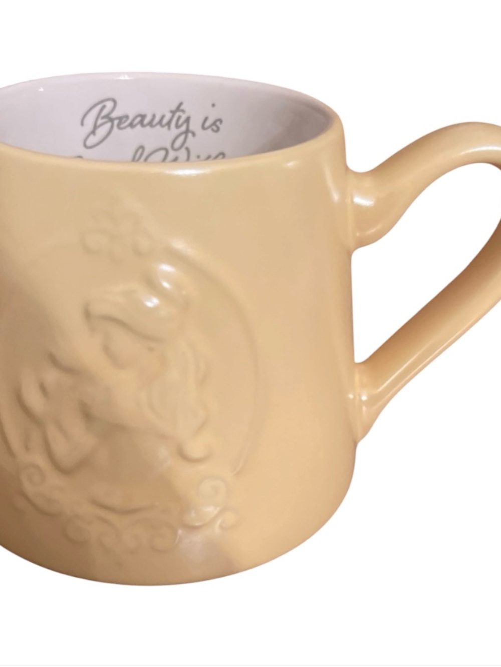 Source Unknown Yellow Princess Embossed Ceramic Coffee Mug